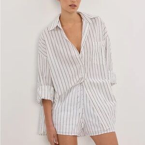 DISSH Ollie Stripe White Button-Up Shirt and Shorts Set